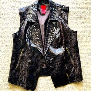 Bronze Studded Textured-leather Vest